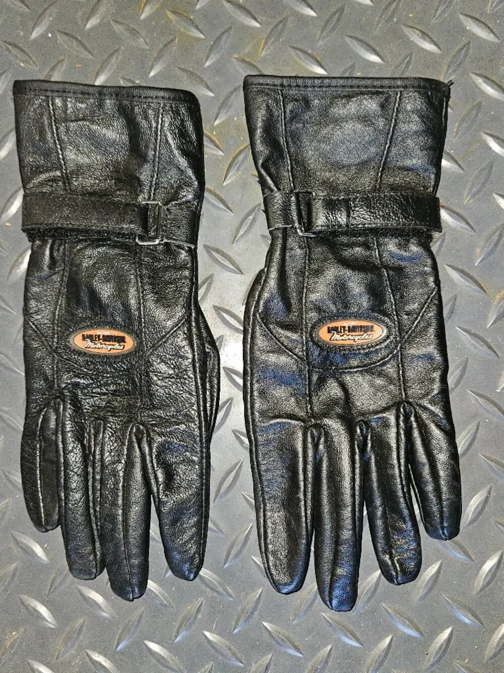 Harley-Davidson Womens Gauntlet Leather Motorcycle Gloves Black M  X6110  {826-3
